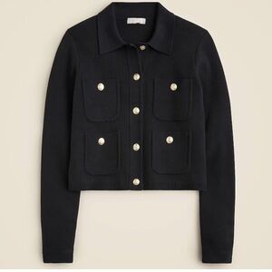 NWT J.Crew Patch-pocket sweater lady jacket Black Size Large